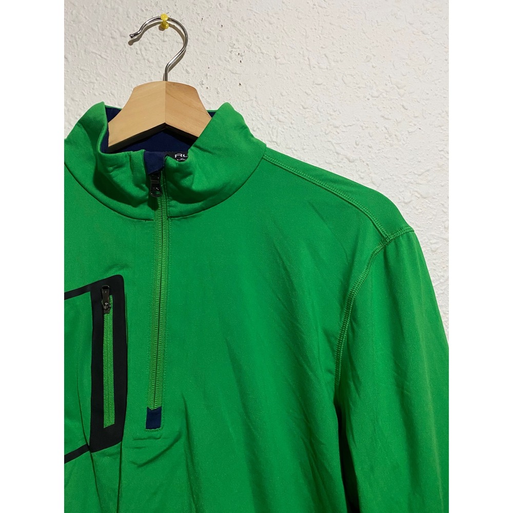 Polo Ralph Lauren RLX Men`s Brushed Back Tech Jersey‎ 1/4 Zip Top Green Medium